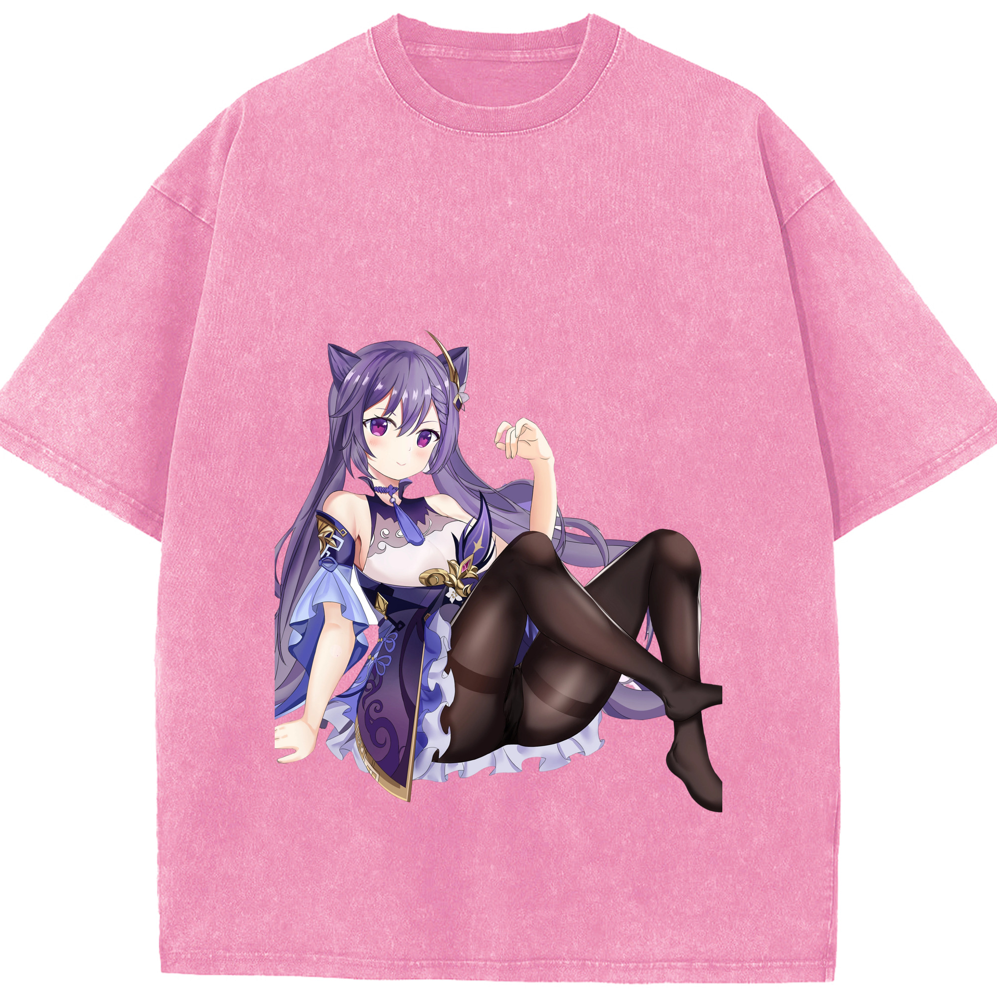 げんし神 刻晴 こくせい genshin Kokusei 綿100% ヴィンテージ風 半袖Tシャツ（フロントプリント）